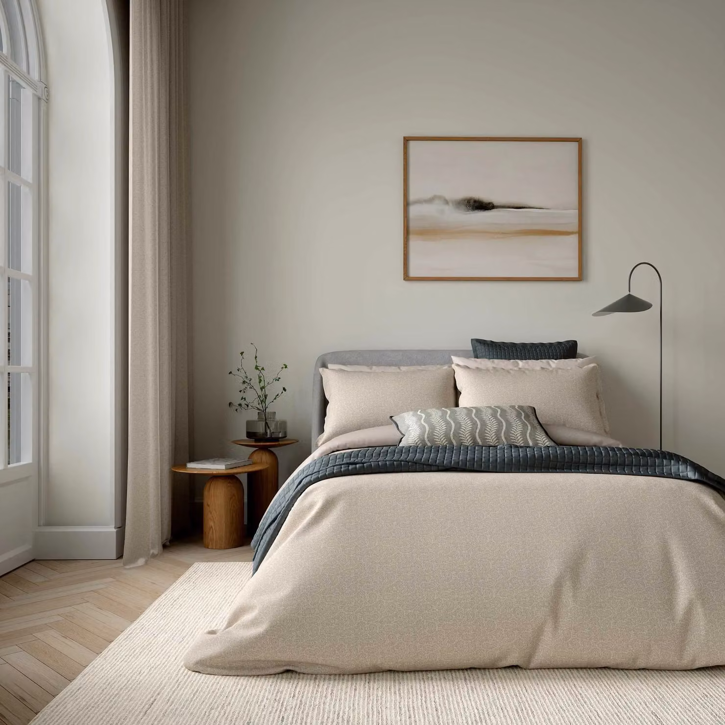 Bedeck of Belfast Emmy Double Cotton Percale Duvet Cover and Pillowcase Set in Brown Paisley Jacquard, W: 140 cm, L: 200 cm – 2