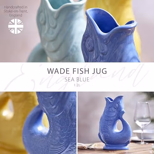 Wade Fish Ceramic Jug, Blue, 1.2 l – 2