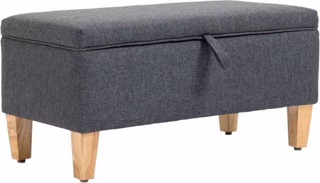 Kelvenix Linen Storage Ottoman in Dark Grey