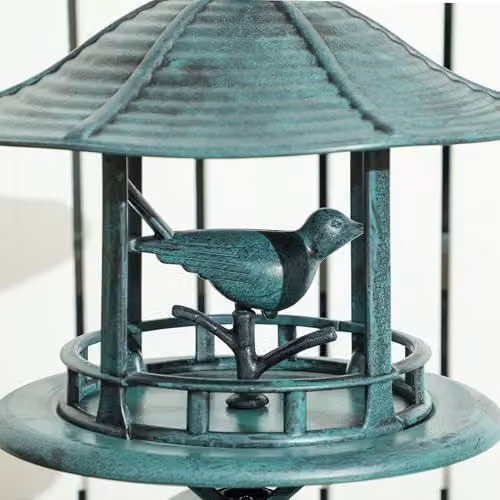 Outsunny 3-in-1 Freestanding Garden Bird Bath and Feeder, Green – 5