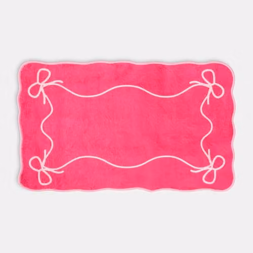 OHS Velvet Bow Bath Mat, Pink, W/D/H: 75 x 45 x 1 cm – 2
