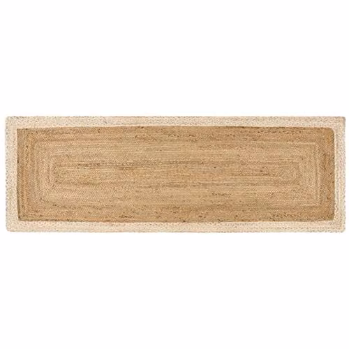 Phoenox Textiles Limited Origins Jute Border Table Runner in Natural White, W: 67 cm, L: 200 cm – 1
