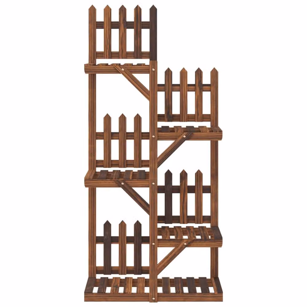 Berkfield Home Retro Wood Flower Stand, Brown, W/D/H: 60 x 25 x 130 cm – 4