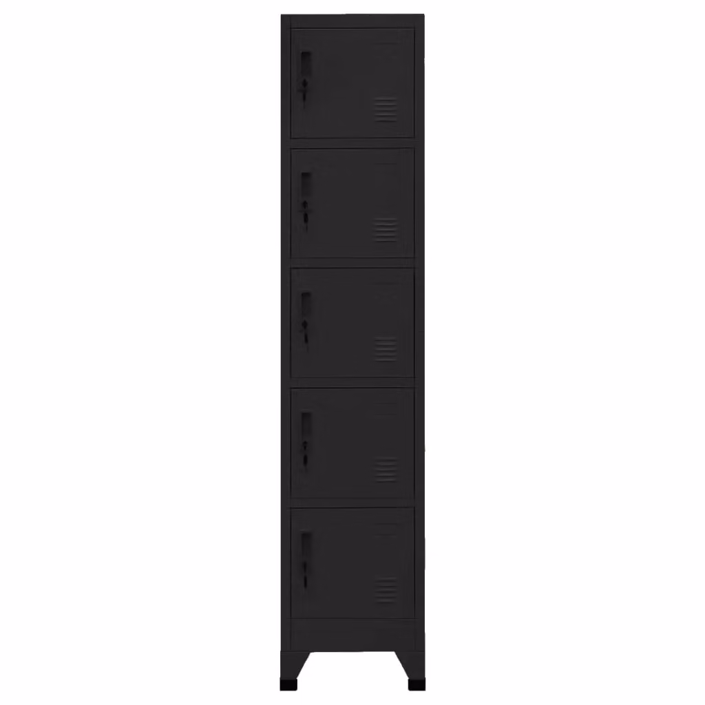 Berkfield Home Modern Black Steel Locker Cabinet with Hinged Doors and Lock, W/D/H: 38 x 40 x 180 cm – 2