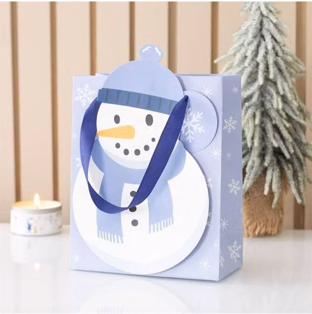 KDMD Snowman Shaped Paper Christmas Gift Bag in Light Blue