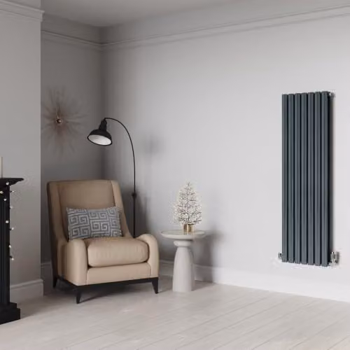 UK Radiators Omeara Anthracite Elliptical Tube Vertical Designer Radiator, H 140 cm x W 40.6 cm – 3