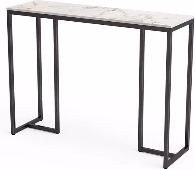 SPETLEK Black Marble Free Standing Hallway Console Table with Ceramic Stone Top
