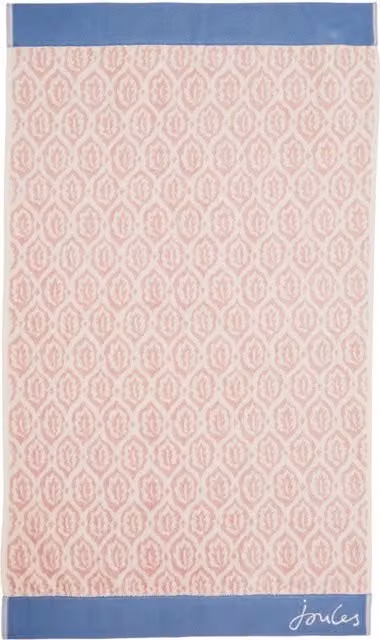 Joules Leaf Trellis Cotton Terry Bath Towel in Pink – 1