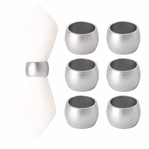 Argon Tableware Metallic Napkin Rings in Silver, Pack of 6 – 1