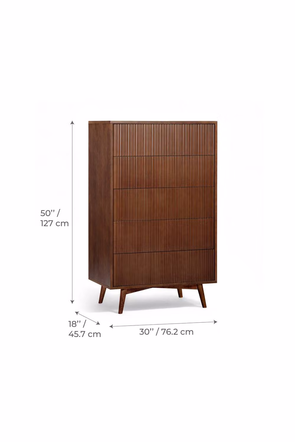 Teamson Home Tremolo Walnut Bedroom Dresser Chest of Drawers, W: 127 cm, H: 76.2 cm, D: 45.7 cm – 5