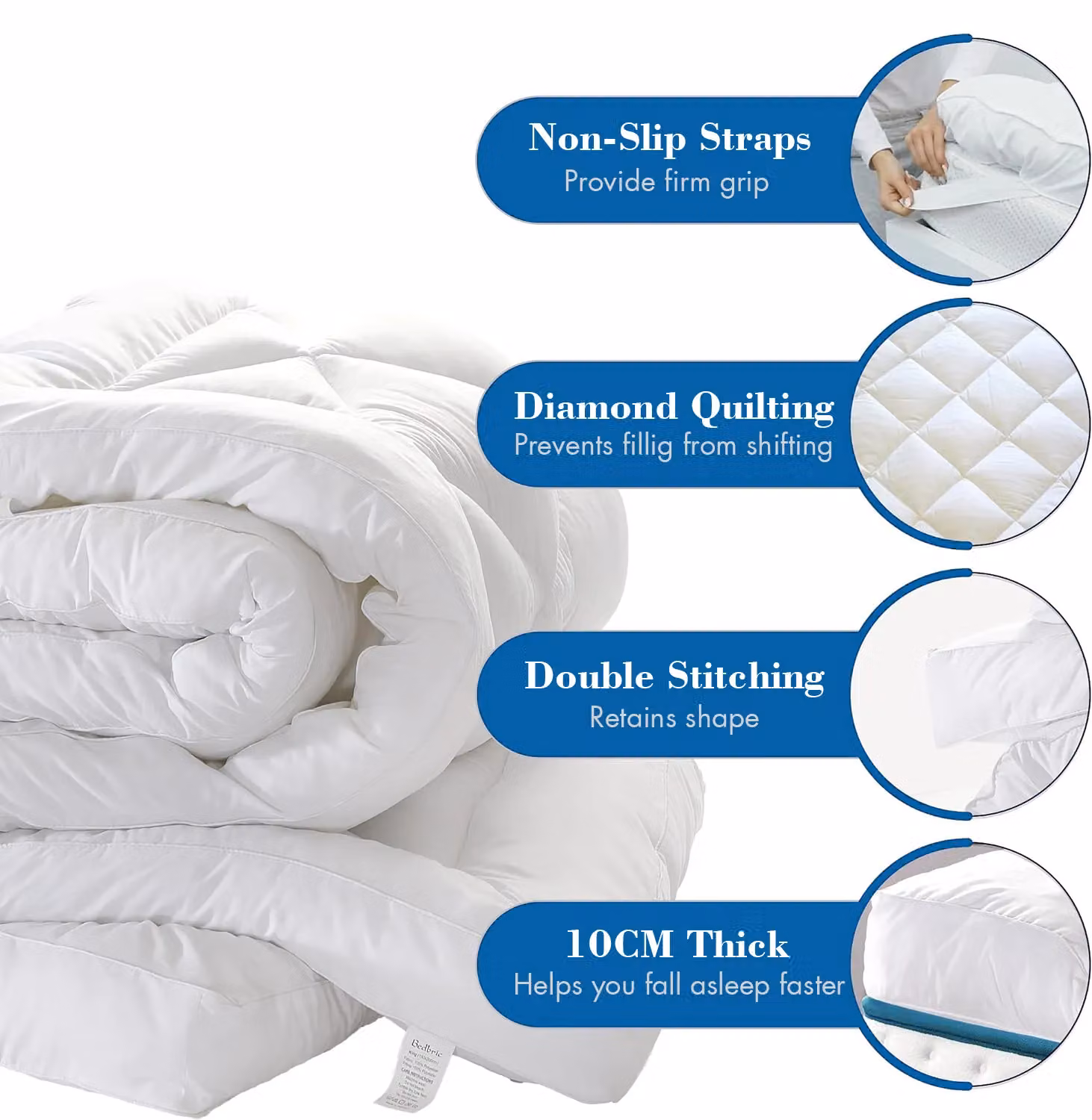 Alivio King Size Extra Thick Quilted Pillow Top Mattress Topper in White, W/D/H: 180 x 200 cm – 2