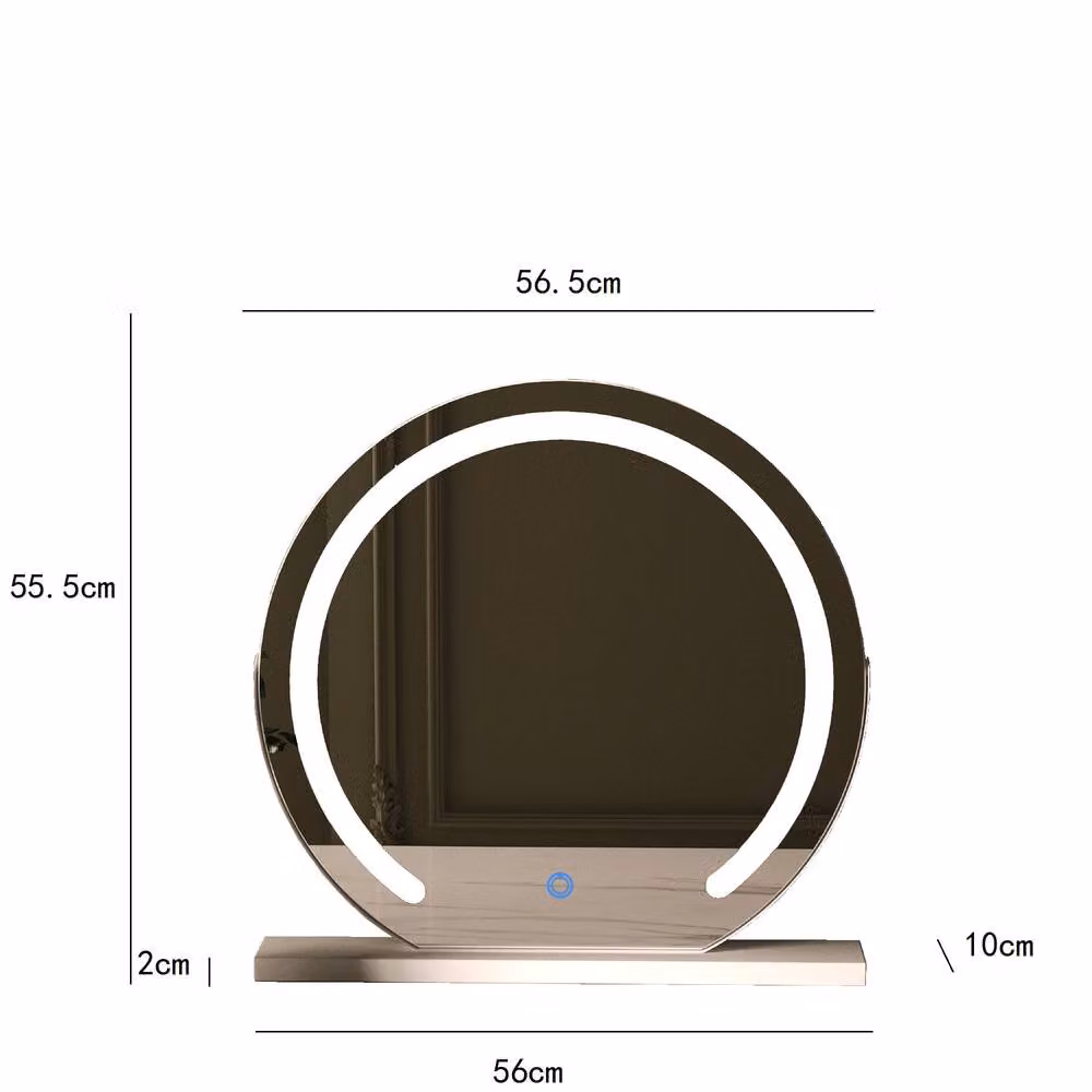CARME HOME Elsie Large White and Gold Touch Sensor LED Makeup Mirror with Lights – 3