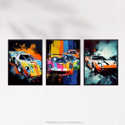 Artery8 Set of 3 Racing Car Motorsport Grand Prix Unframed Paper Poster Prints, Multicolour, W: 21.0 cm, H: 29.7 cm – 5