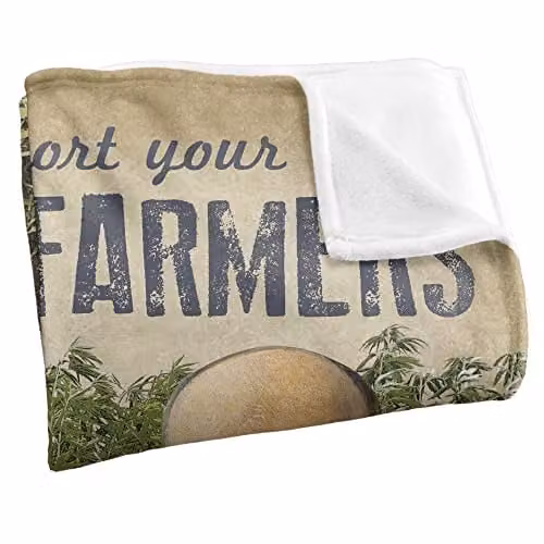 Bcreative Retrorocket Studio Support Farmers Silky Touch Super Soft Fleece Throw Blanket in White, W/D/H: 152 x 127 cm – 2