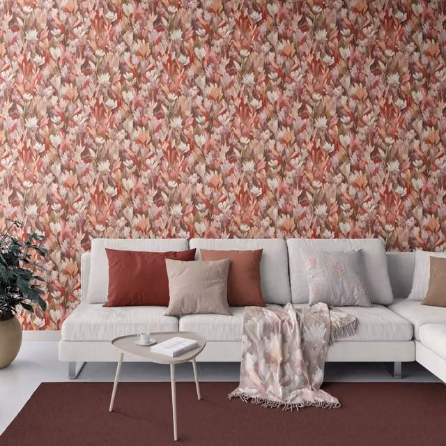 Erismann Red Botanical Abstract Floral Pre-pasted Vinyl Wallpaper