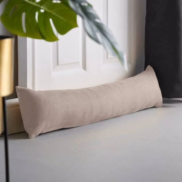 Luxury Living Velvet Chenille Draught Excluder in Taupe, W/D/H: 90 x 15 x 15 cm