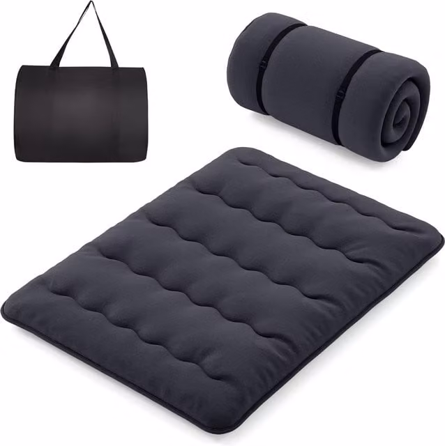 Gymax Queen Size Roll Up Floor Mattress and Tatami Mat in Black, W: 150 cm x L: 200 cm – 1