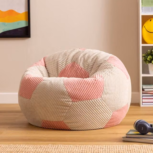 icon Kids Football Jumbo Cord Classic Bean Bag in Light Pink