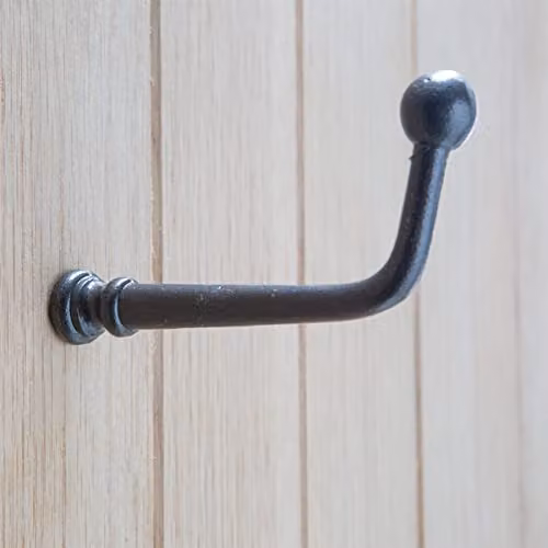 Hammer and Tongs Matt Black Powder-Coated Iron Flat Top Screw Hooks, W20mm x H60mm, Pack of 5 – 3