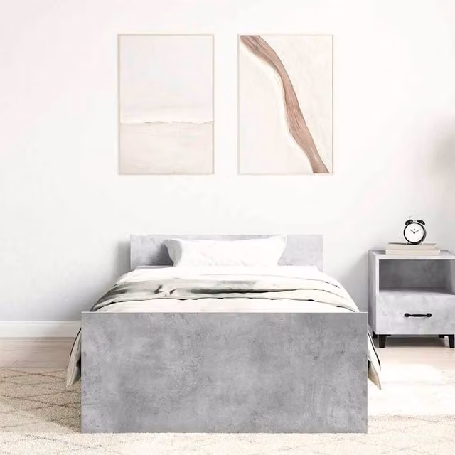 Berkfield Home Durable Small Single Bed Frame in Concrete Grey, W/D/H: 75 x 190 cm