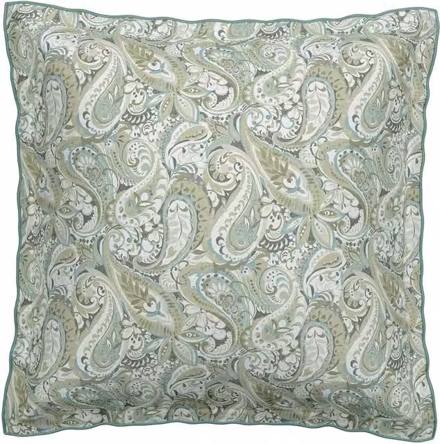 Bedeck of Belfast Alessie Pair of Square Oxford Cotton Percale Pillowcases, Green
