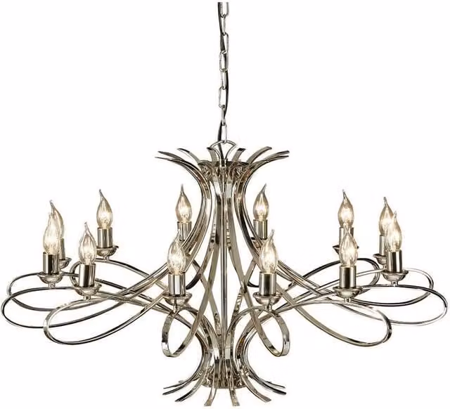 Interiors 1900 Penn 12 Light Modern Chandelier in Silver and Grey Metal with E14 Base