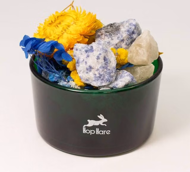 Serenityy H+H Sun Diffusing Crystals and Floral Set with Sodalite and Flowers in Green