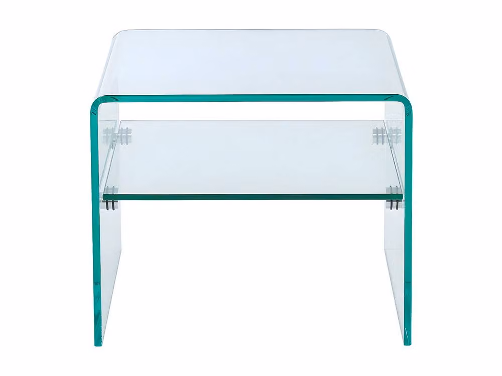 Vente-unique STILEOS 1-Compartment Tempered Glass Bedside Table in Clear, W/D/H: 40 x 40 x 40 cm – 2