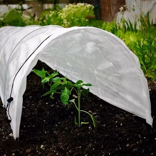 Garden Gear Fleece Greenhouse Grow Tunnel 3m Plant Protection Cover with Galvanised Steel Hoops and Drawstring Ends in White – 4