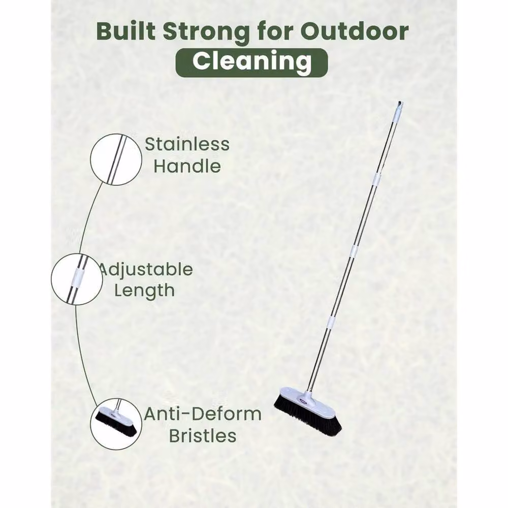 EONLION Extendable Bristle Brush with Silver Stainless Steel Telescopic Handle, Length: 100 cm – 2