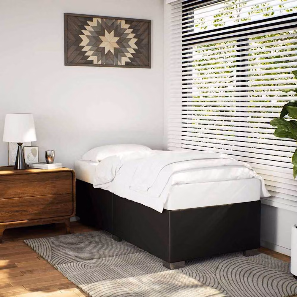 Berkfield Home Single Upholstered Bed Frame in Black Faux Leather W/D/H: 90 x 200 cm – 2