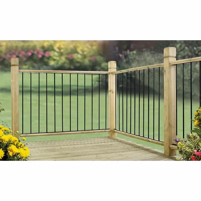 Burbage Iron Craft Garda Decking Fence Panels Pack of 2, Black Powder-Coated Galvanised Steel, W: 28 cm, H: 77 cm