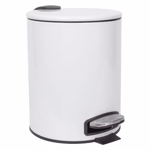 Harbour Housewares 5L Round Stainless Steel Pedal Bin with Removable Inner Bucket in White