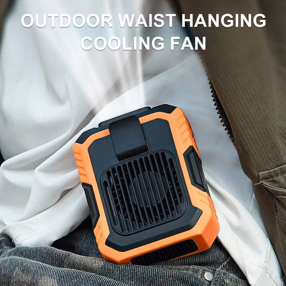 FLAVORA Orange Portable Waist Clip-on Rechargeable Mini Hanging Cooling Fan – 3