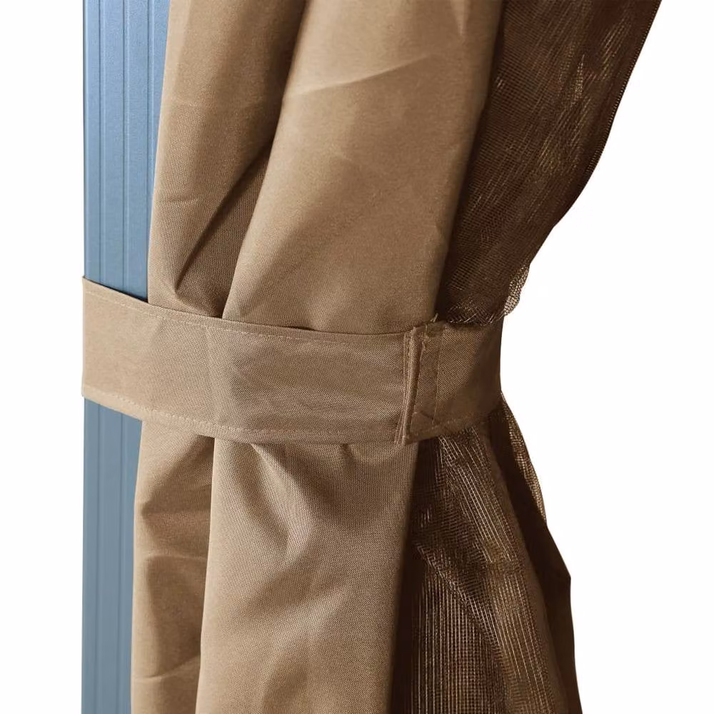 Berkfield Home Aluminium Gazebo with Curtains, Beige, W: 400 cm, D: 300 cm – 3