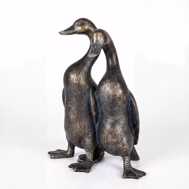 FLAVORA Levede Outdoor Resin Duck Sculpture Garden Ornament in Bronze, H 100 cm x W 15 cm x D 15 cm – 1