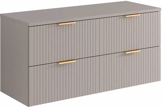 Vente-unique Zevara Striped Floating Vanity Unit with Shelf, Beige, W: 120 cm, D: 46 cm, H: 57 cm – 1