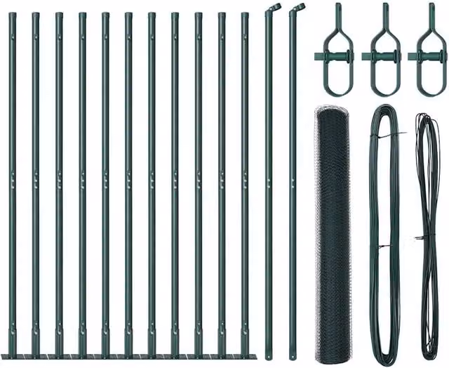 Berkfield Home Green Powder-Coated Steel Fencing Set of 2, W/D/H: 25 x 1.2 x 1.2 m – 1