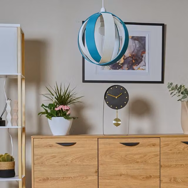 ValueLights Modern Blue Fabric Sphere Globe Ceiling Pendant Light Shade