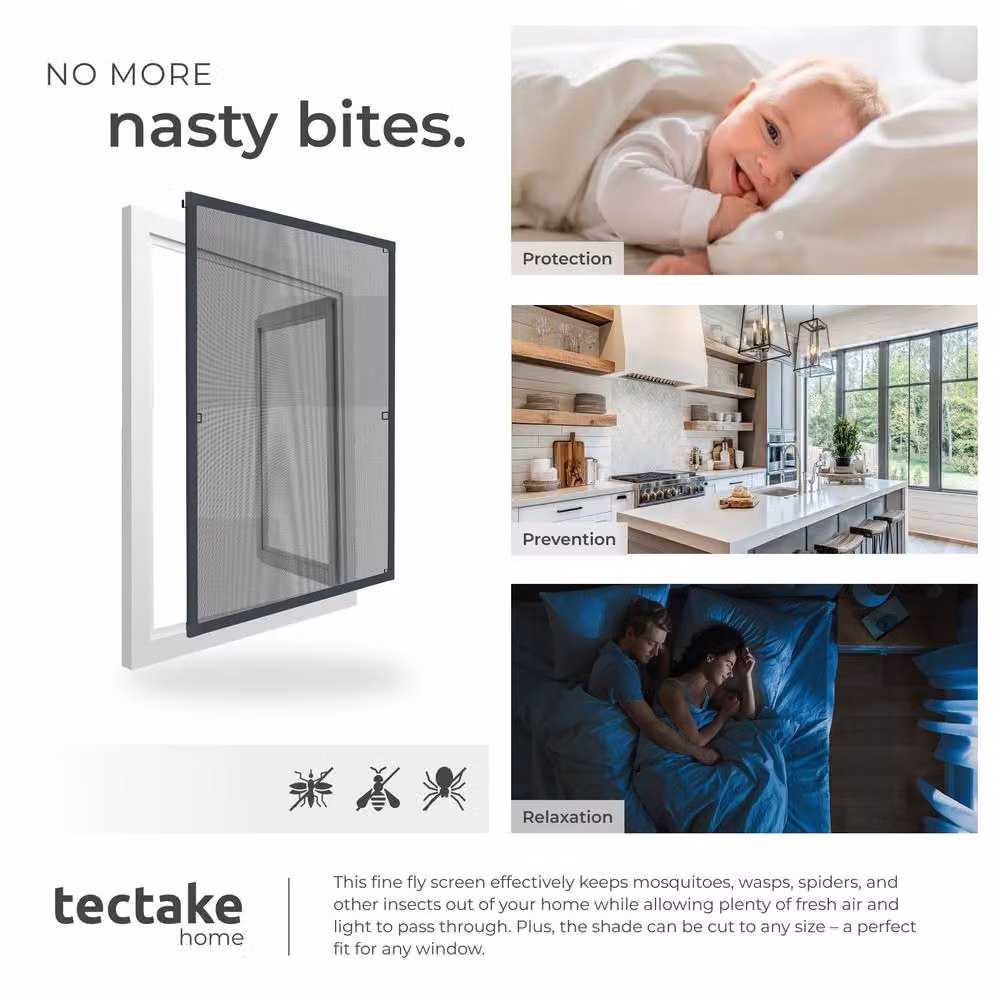 tectake Aluminum-Framed Window Screens in Grey, W/H: 120 x 140 cm – 5