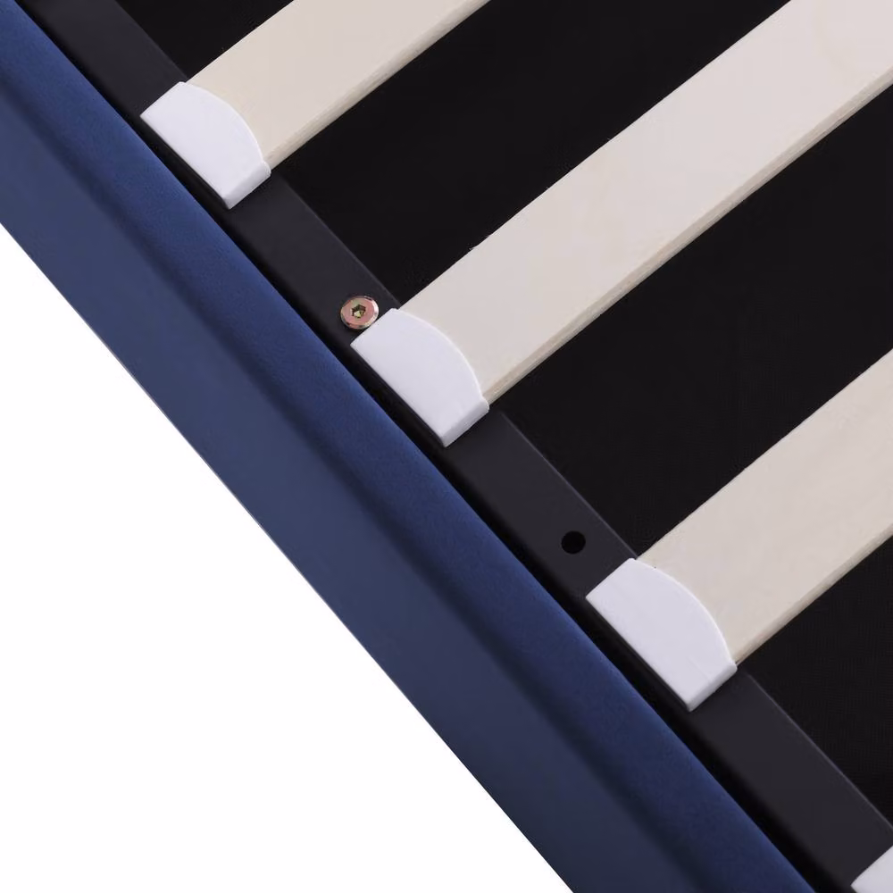 Merax Blue Velvet Upholstered Double Ottoman Storage Bed Frame, W: 135 cm x D: 190 cm – 10