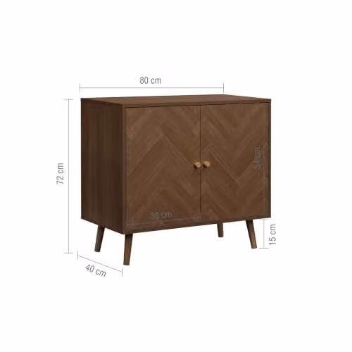 Birlea Herringford 2 Door Sideboard Storage Cabinet in Brown Walnut Parquet Design – 2