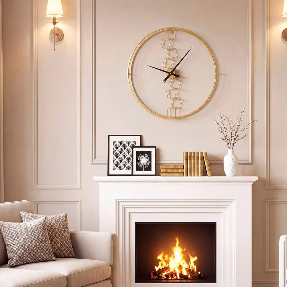 Gymax Nordic Style Large Round Gold Wall Clock, Diameter: 68 cm – 2