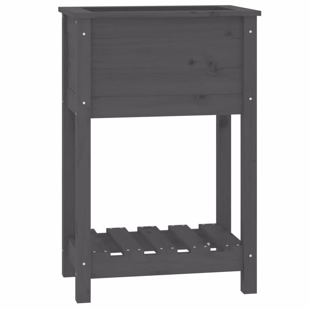Berkfield Home Planter with Shelf in Grey Solid Wood Pine, W/D/H: 54 x 34.5 x 81 cm – 2