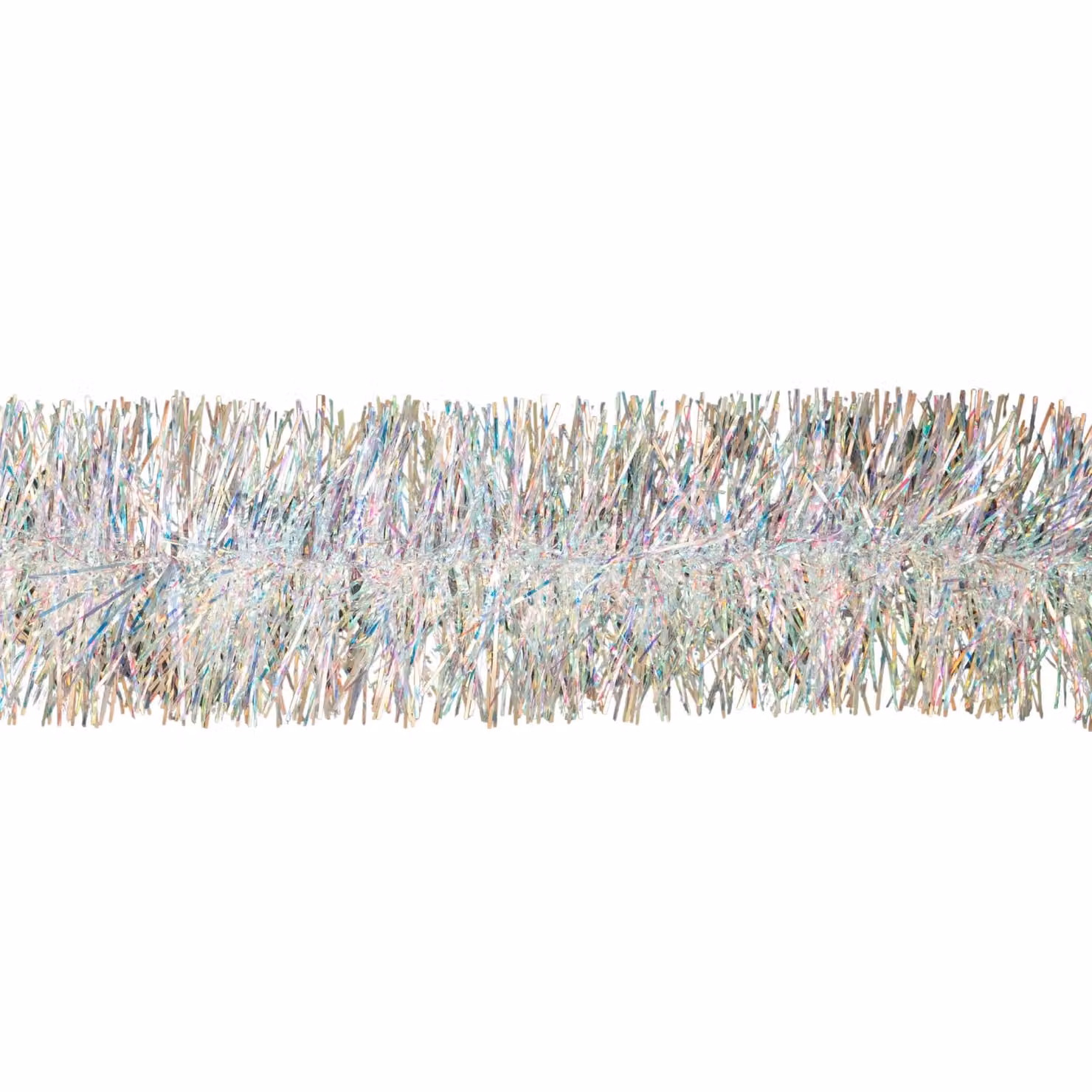 Samuel Alexander White and Silver Iridescent Fine Cut Christmas Tinsel Garland – 6