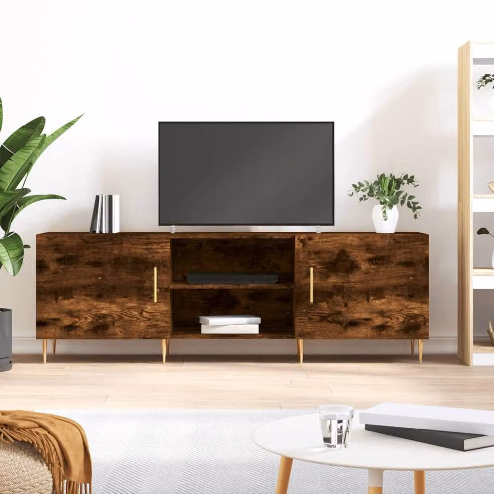Berkfield Home Industrial TV Cabinet in Smoked Oak Brown, W/D/H: 150 x 30 x 50 cm – 2