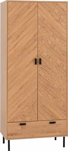 Seconique Leon 2 Door 1 Drawer Wardrobe in Brown and Black – 1