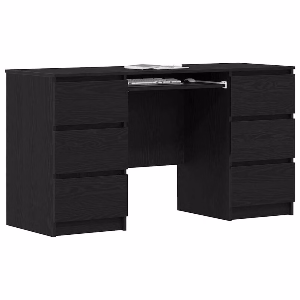 Berkfield Home Set of 2 Black Oak Writing Desks, W/D/H: 140 x 50 x 76 cm – 3