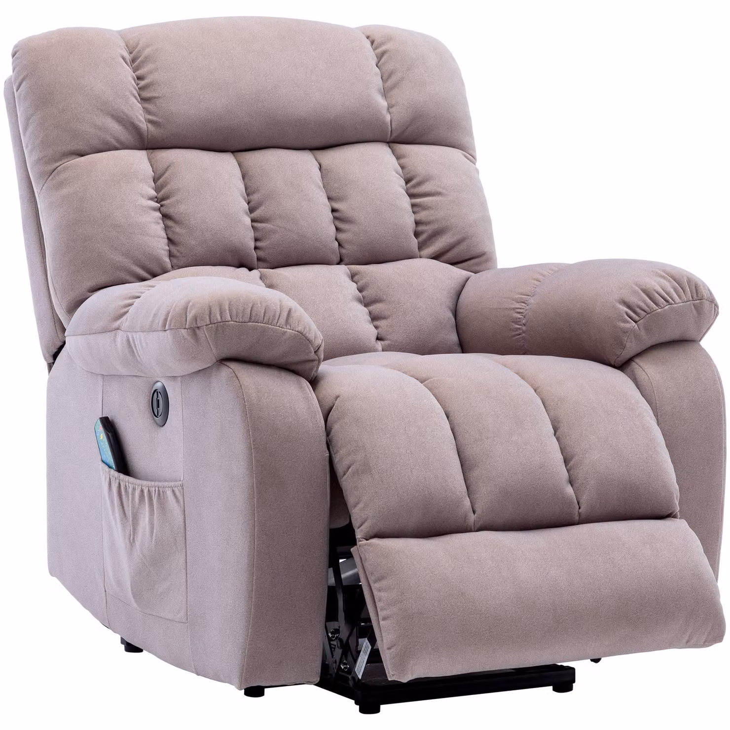 Aosom.UK Electric Power Lift Recliner Armchair with Vibration, Heating, Massage, USB Ports and Side Pockets, Beige, W/D/H: 81 x 91 x 104 cm – 2