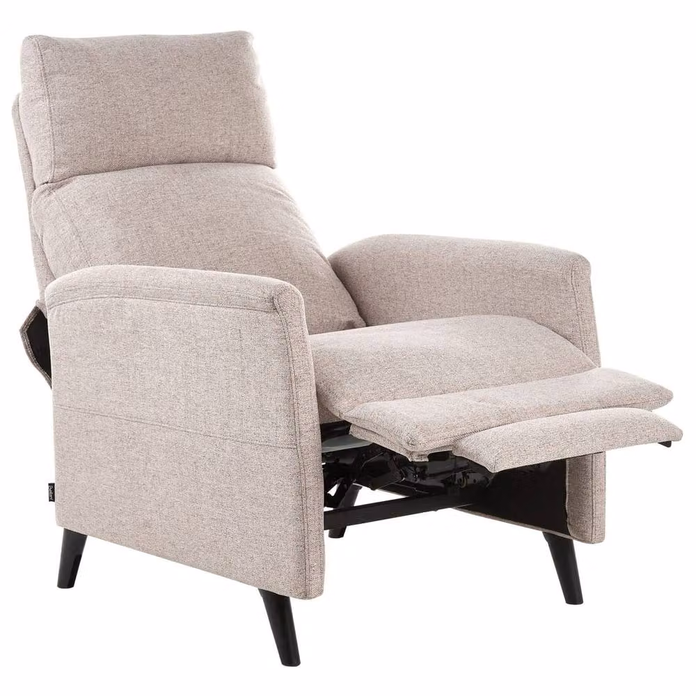 Wyld and Coco Beige Fabric Manual Recliner Chair with Footrest and Metal Frame – 2